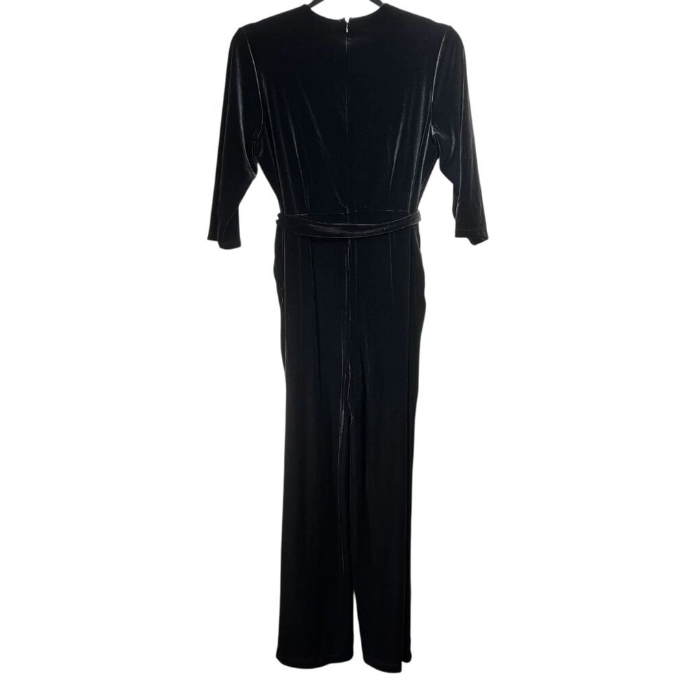 NEW Chico's Womens Black Wide Leg Waist Tie Elegant Velvet Jumpsuit Size 3 US 16